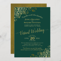 Lacy Gold Frills on Emerald Green Virtual Wedding