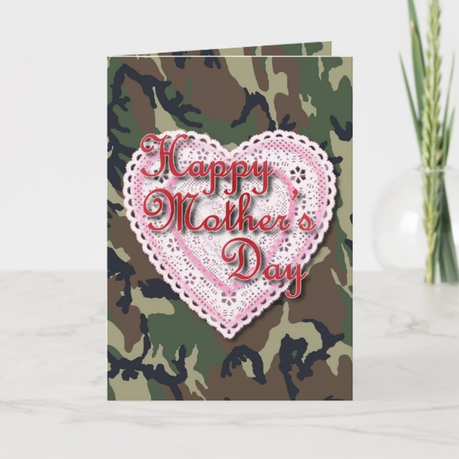 Lacy Heart for Military Mum on Mother's Day Card (Front)