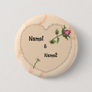 Lacy Heart Rose 6 Cm Round Badge