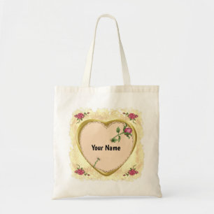 Lacy Heart Rose tote bags