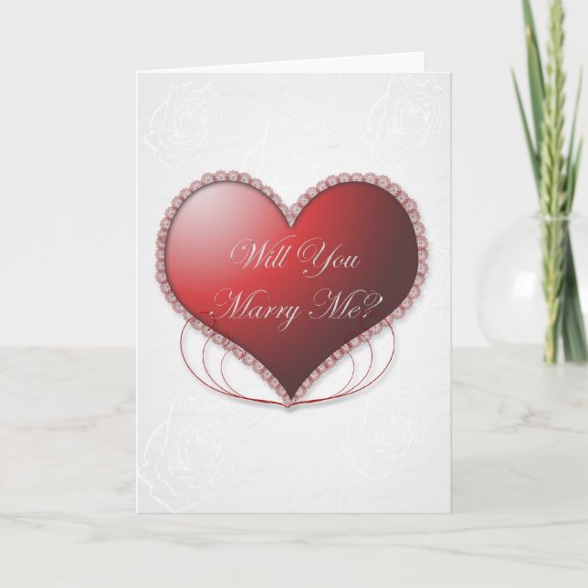 Lacy Heart Will You Marry Me Card (Front)