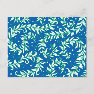 Lacy Leaves Blue and Green Postcard