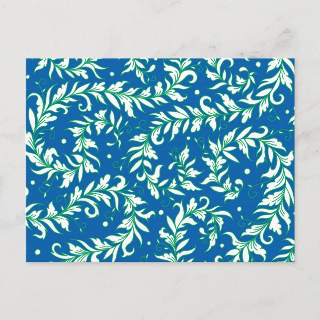Lacy Leaves Blue and Green Postcard (Front)