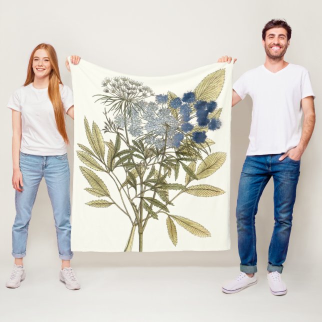 Lacy Leaves - Flowers and Greenery Fleece Blanket (In Situ)