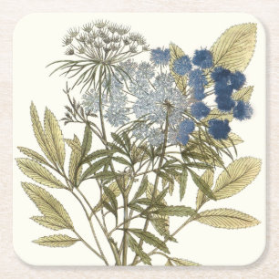 Lacy Leaves - Flowers and Greenery Square Paper Coaster