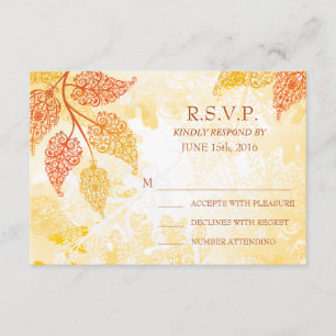 Lacy Leaves Wedding RSVP Card