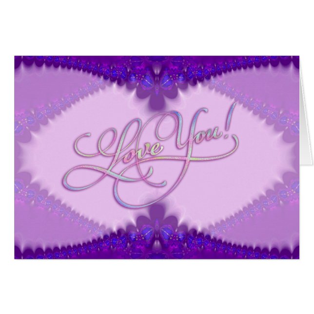 Lacy Lilac Purple Love You Sparkle Card (Front Horizontal)