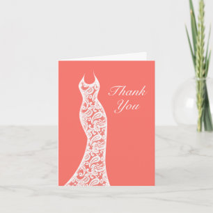 Lacy Living Coral Thank You Card