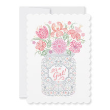 Lacy Mason Jar Baby Shower It's a Girl Invitation