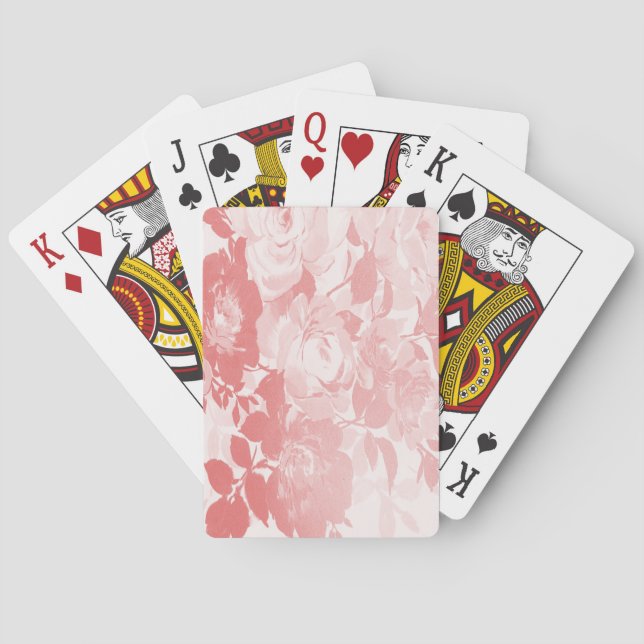 Lacy pink flowers playing cards (Back)