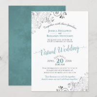 Lacy Silver Teal, Grey & White Virtual Wedding