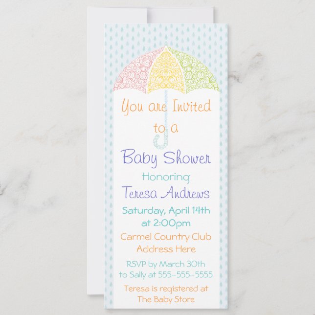 Lacy Umbrella Baby Shower Invitation (Front)