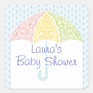Lacy Umbrella Baby Shower Sticker