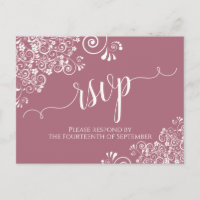 Lacy White Calligraphy on Dusty Rose Wedding RSVP