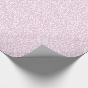 Lacy White Pattern of Leaves on Pale Fondant Pink Wrapping Paper