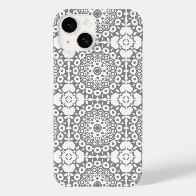 Lacy white squares on a light grey background Case-Mate iPhone case (Back)