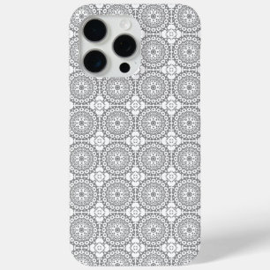 Lacy white squares on a light grey background iPhone 15 pro max case