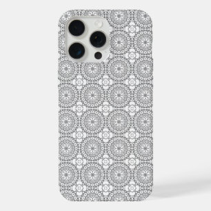 Lacy white squares on a light grey background iPhone 15 pro max case