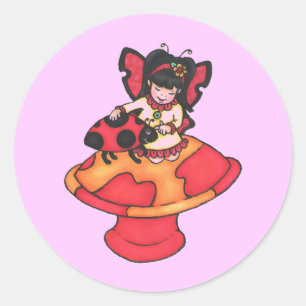 Ladbug Fairy Classic Round Sticker