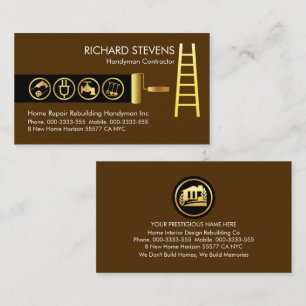 Ladder Brush Painting Handyman Tools Icon Business Card