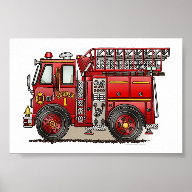 Ladder Fire Truck Poster (Front)