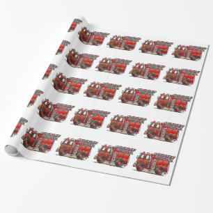 Ladder Fire Truck Wrapping Paper