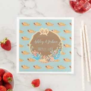 Ladder Horn Shell Blue Retro Wedding Paper Napkins