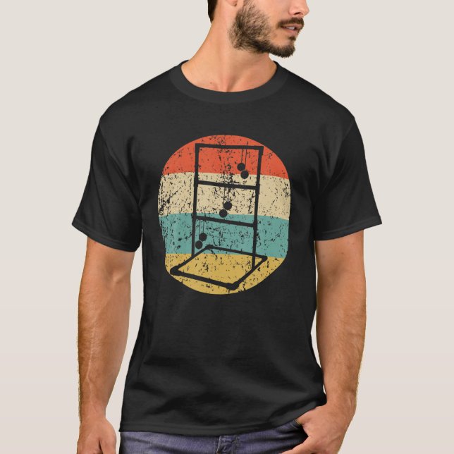 Ladder Toss Silhouette Retro Ladder Ball T-Shirt (Front)