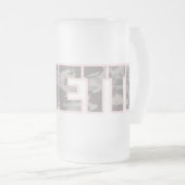 "Ladette" urban camo brown and pink text beer mug (Front Right)