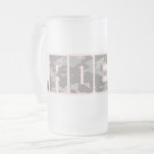 "Ladette" urban camo brown and pink text beer mug (Front Left)