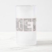 "Ladette" urban camo brown and pink text beer mug (Center)