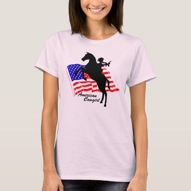 Ladies American Cowgirl Baby Doll T-Shirt (Front)