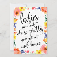 Ladies Bathroom Affordable Floral Wedding Sign