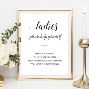 Ladies Bathroom Basket Elegant Wedding Sign