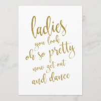 Ladies Bathroom Gold Affordable Wedding Sign