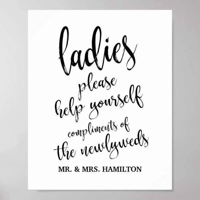 Ladies Bathroom Wedding  Basket 8x10 Sign (Front)