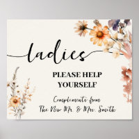 Ladies Bathroom Wedding Reception Fall Wildflowers