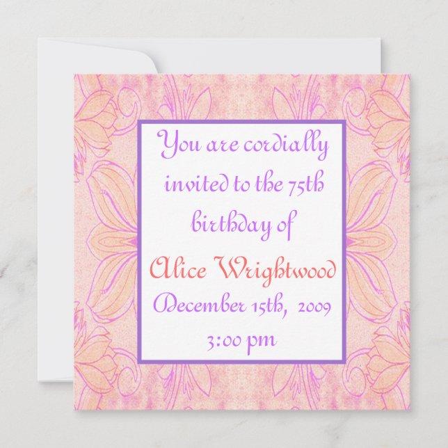 Ladies Birthday Invitation (Front)