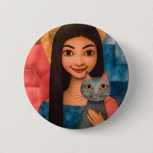 Ladies & Cats – Vintage Portrait Collection 1 6 Cm Round Badge