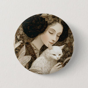 Ladies & Cats – Vintage Portrait Collection 1 6 Cm Round Badge