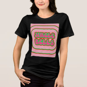 LADIES CHRISTMAS JINGLE BELLS RETRO T-SHIRT Tri-Blend SHIRT