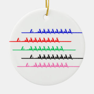 Ladies Crew Race Rowers Rowing - Up to Five Boats Ceramic Tree Decoration