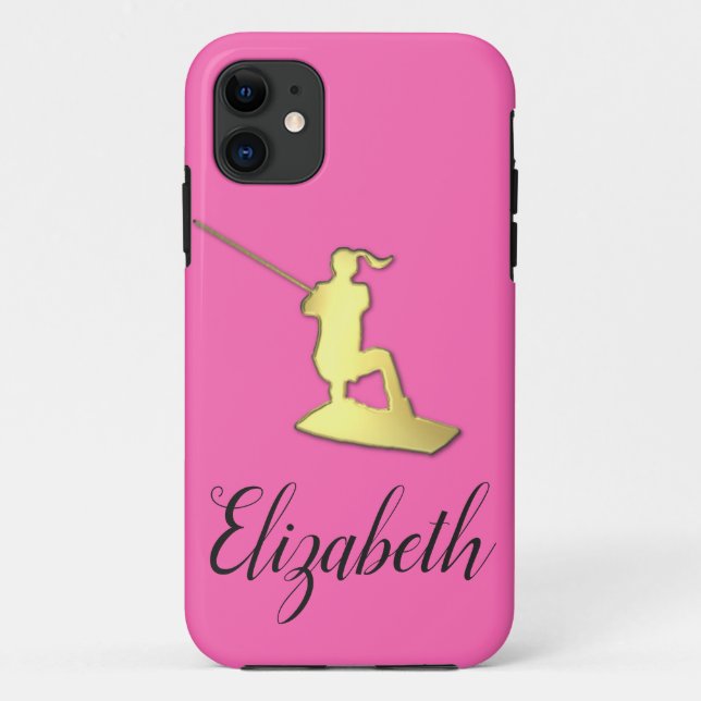 Ladies Custom Golden Wakeboarder Phone Case (Back)