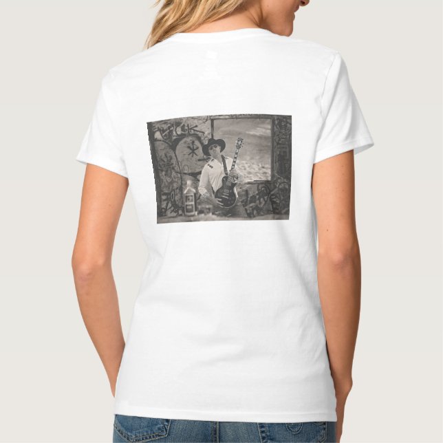 Ladies Cut Old Man Liver T-shirt with B&W pic (Back)