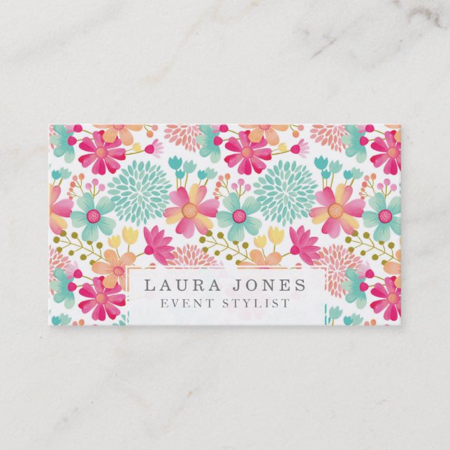 Ladies Designer Floral Florist Stylist Appointment Card (Front)