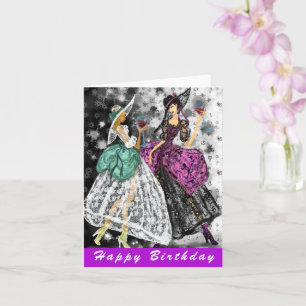 Ladies Drink Wine Birthday Card - Cheers