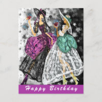 Ladies Drinking Wine Birthday Card - Cheers
