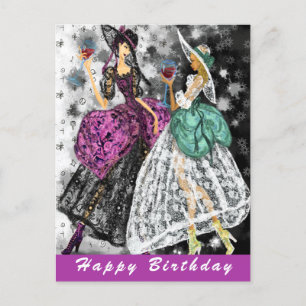 Ladies Drinking Wine Birthday Card - Cheers