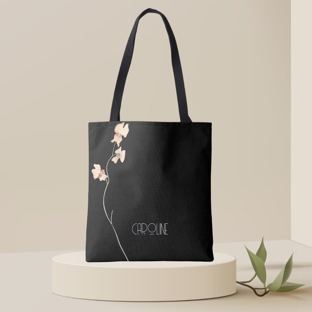 Ladies Elegant Black Floral  Boho Cute  Tote Bag (Creator Uploaded)