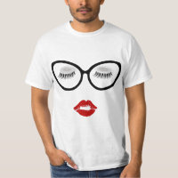 Ladies Eyelashes Black Glasses Red Pouty Full Lips